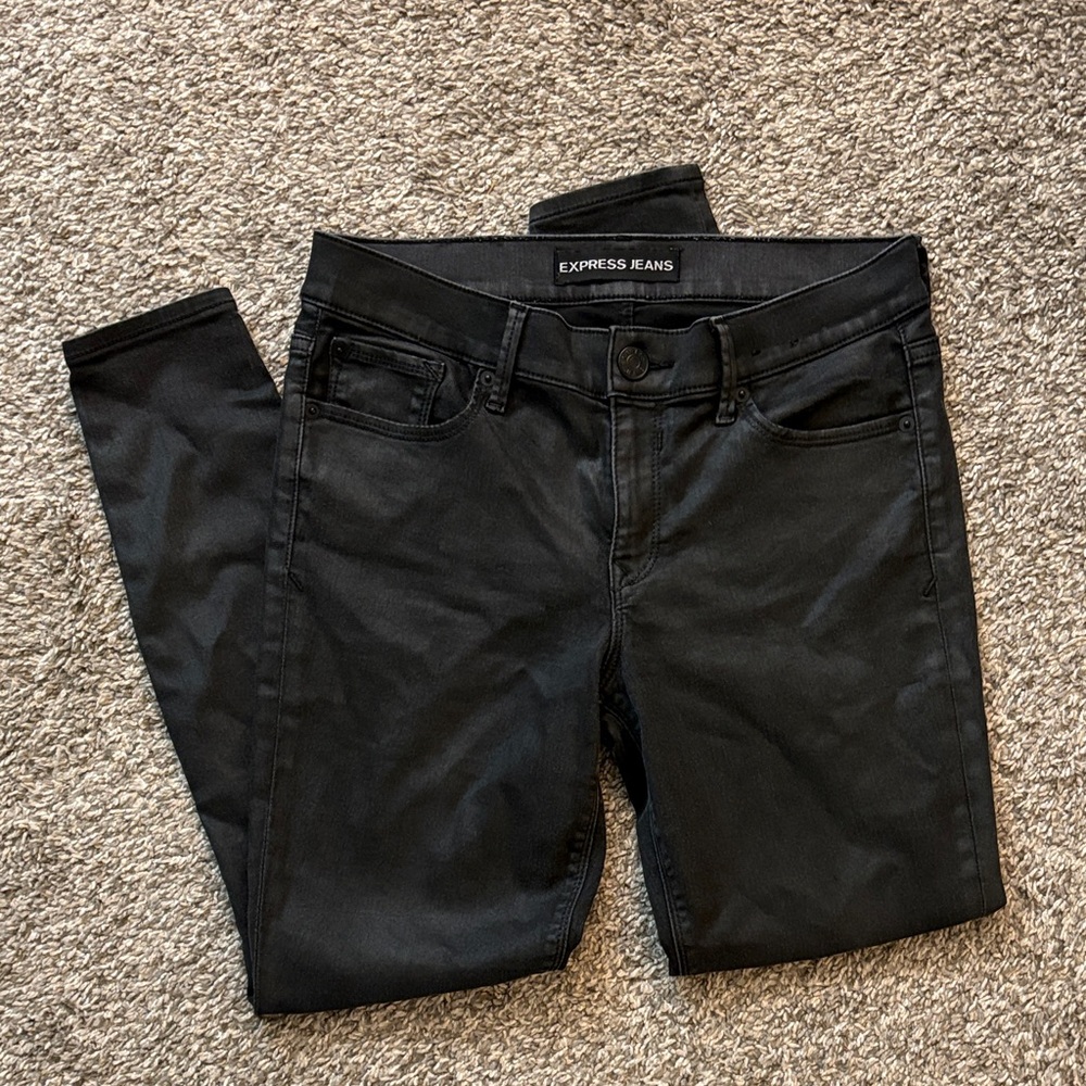 Express Black Coated Skinny Jeans - Sleek Fit